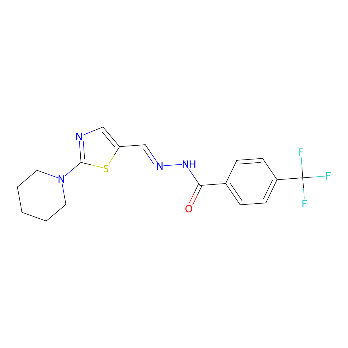 N'-[(E)-(2-piperidino-1,3-thiazol-5-yl)methylidene]-4-(trifluoromethyl)benzenecarbohydrazide molecular structure, CAS 477868-71-6