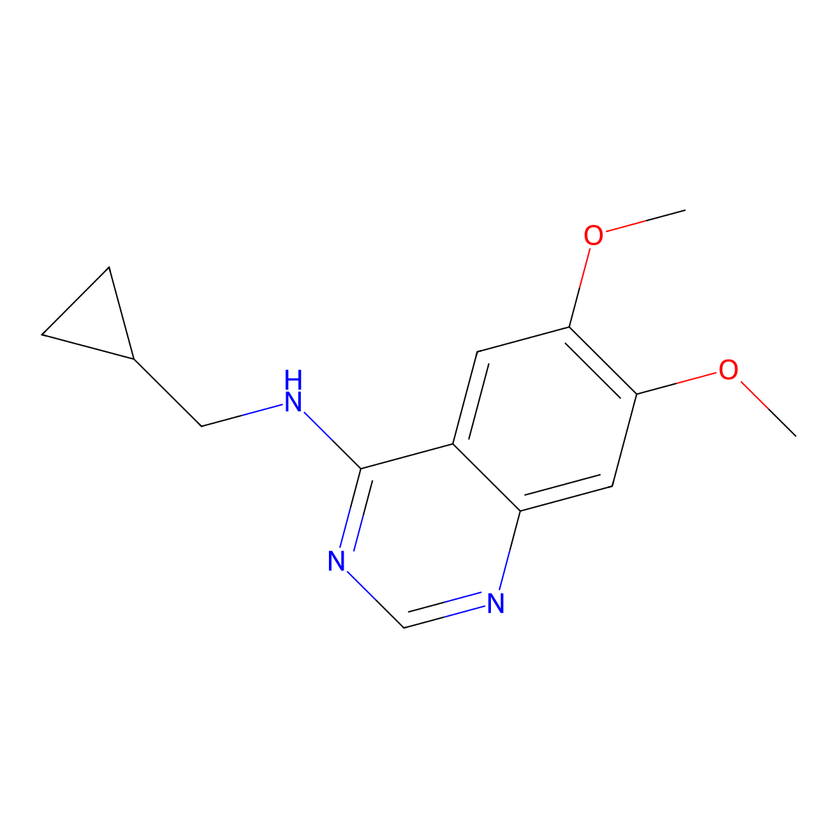 N-(cyclopropylmethyl)-6,7-dimethoxyquinazolin-4-amine molecular structure, CAS 477868-75-0
