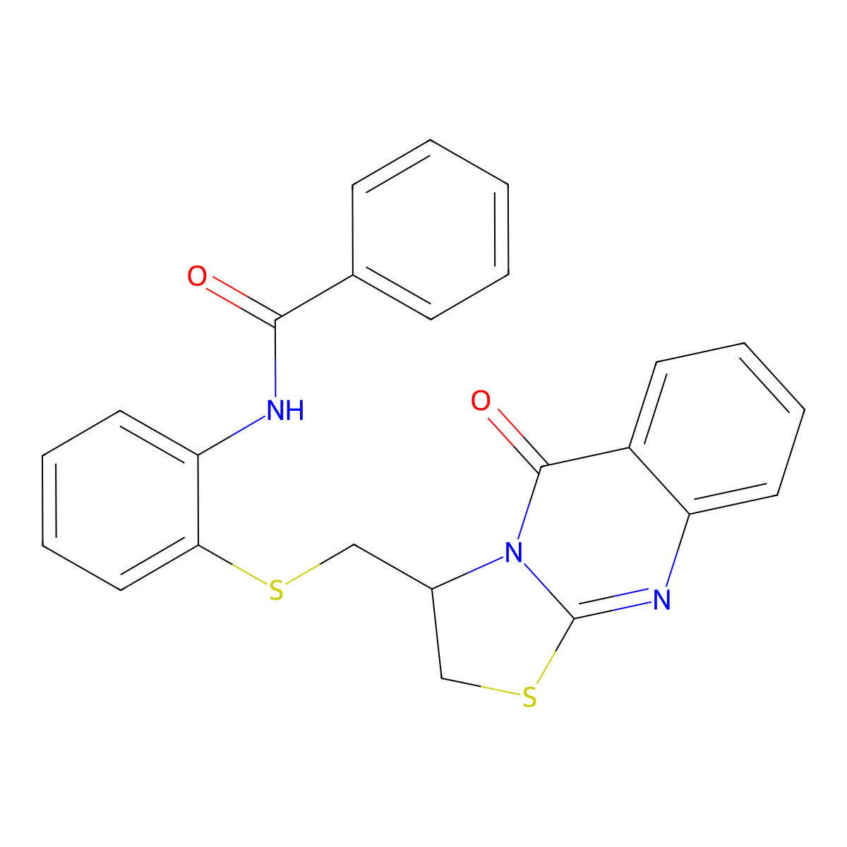 N-(2-{[(5-oxo-2,3-dihydro-5H-[1,3]thiazolo[2,3-b]quinazolin-3-yl)methyl]sulfanyl}phenyl)benzenecarboxamide molecular structure, CAS 477868-81-8