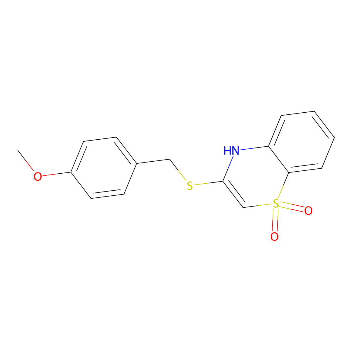 3-[(4-methoxybenzyl)sulfanyl]-1lambda~6~,4-benzothiazine-1,1(4H)-dione molecular structure, CAS 477868-89-6