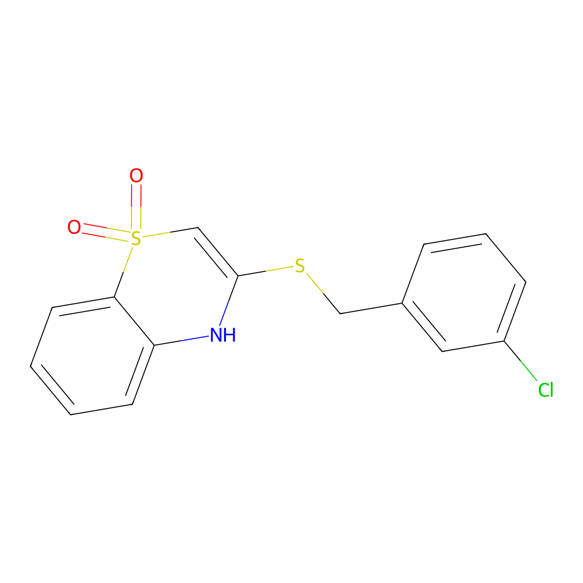 3-[(3-chlorobenzyl)sulfanyl]-1lambda~6~,4-benzothiazine-1,1(4H)-dione molecular structure, CAS 477868-91-0