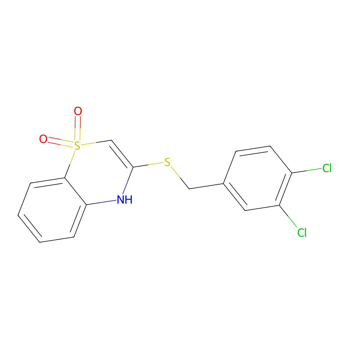 3-[(3,4-dichlorobenzyl)sulfanyl]-1lambda~6~,4-benzothiazine-1,1(4H)-dione molecular structure, CAS 477868-93-2