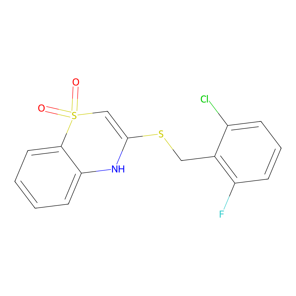 3-[(2-chloro-6-fluorobenzyl)sulfanyl]-1lambda~6~,4-benzothiazine-1,1(4H)-dione molecular structure, CAS 477868-97-6