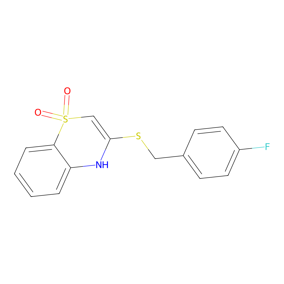 3-[(4-fluorobenzyl)sulfanyl]-1lambda~6~,4-benzothiazine-1,1(4H)-dione molecular structure, CAS 477868-98-7