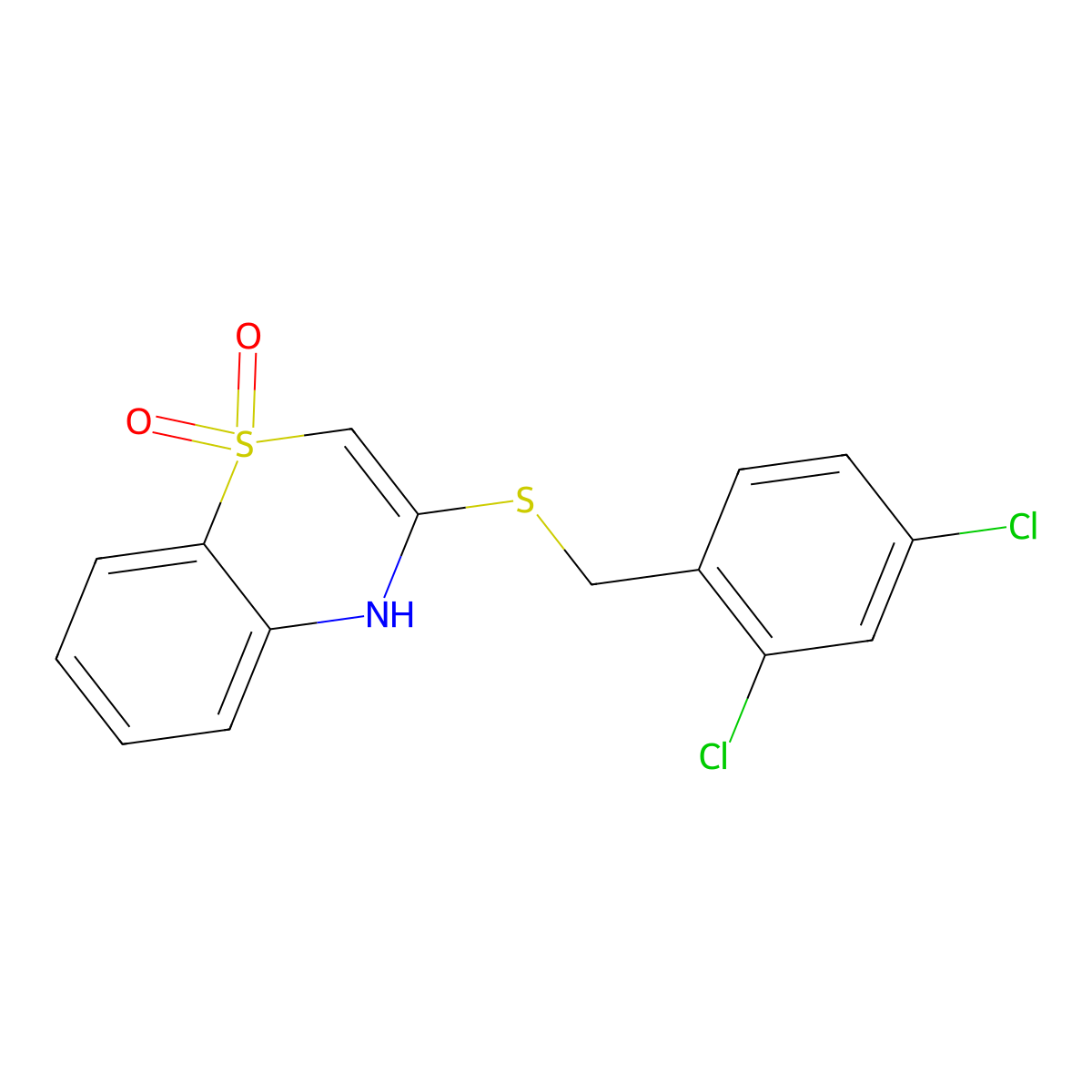 3-[(2,4-dichlorobenzyl)sulfanyl]-1lambda~6~,4-benzothiazine-1,1(4H)-dione molecular structure, CAS 477868-99-8
