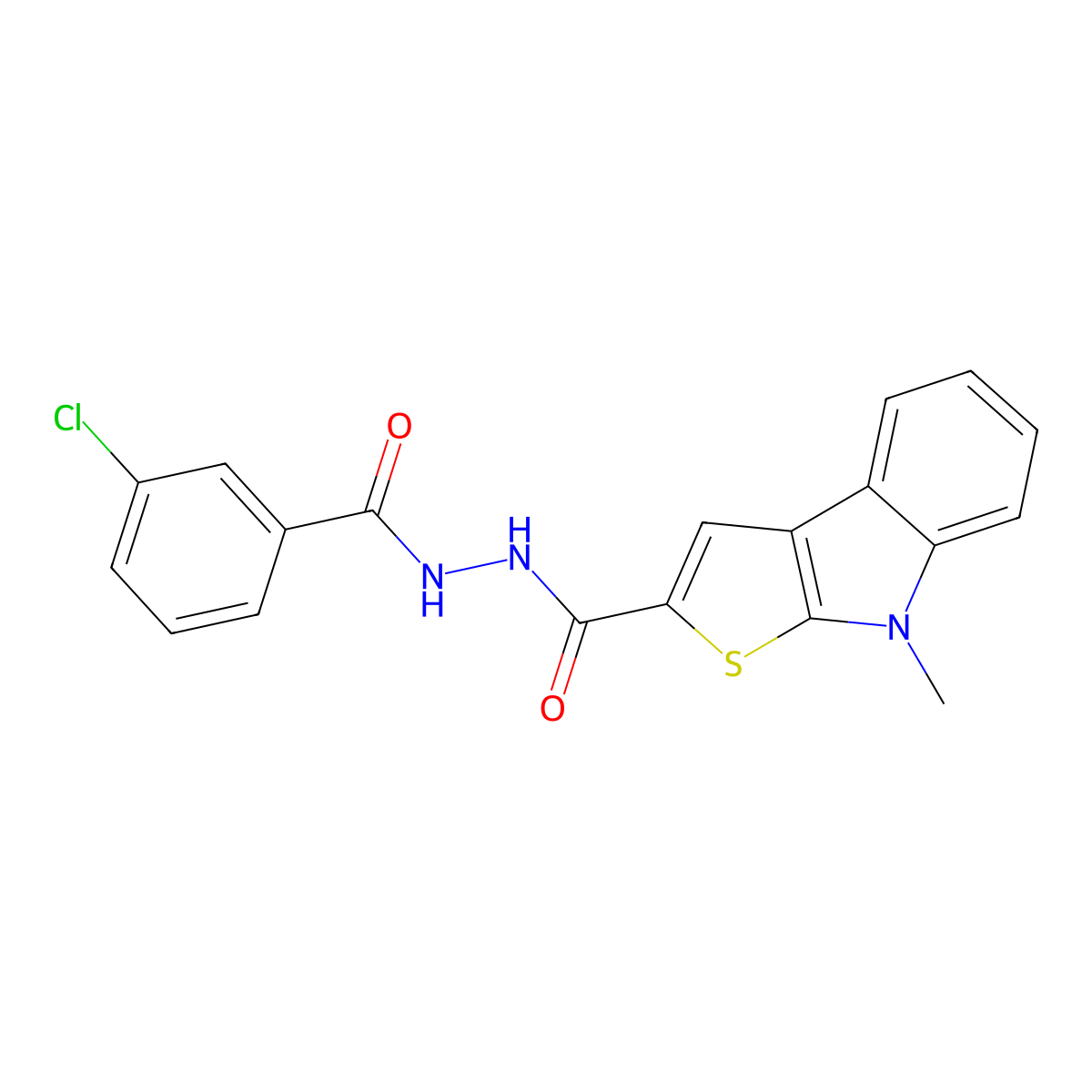 N'-(3-chlorobenzoyl)-8-methyl-8H-thieno[2,3-b]indole-2-carbohydrazide molecular structure, CAS 477869-02-6