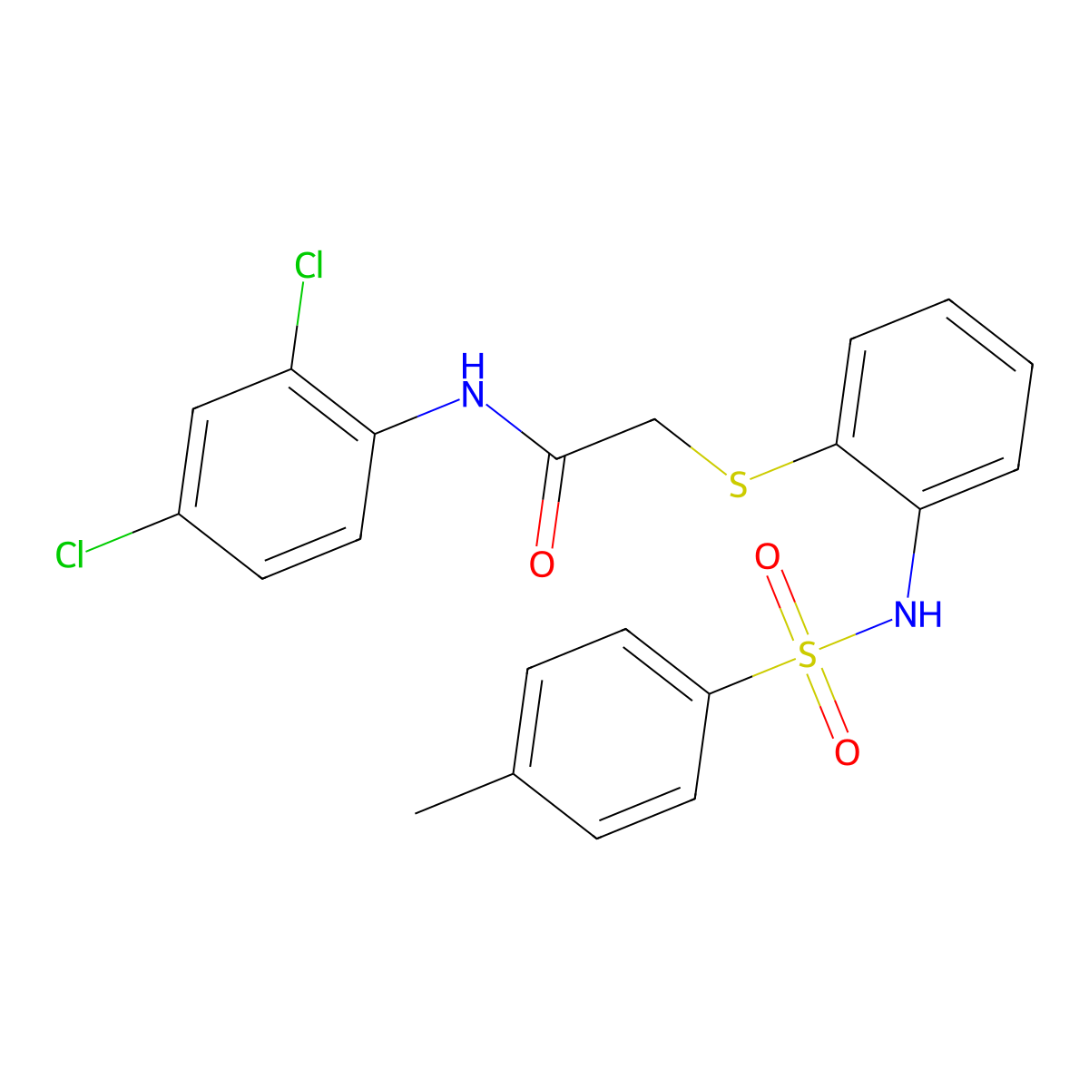 N-(2,4-dichlorophenyl)-2-[(2-{[(4-methylphenyl)sulfonyl]amino}phenyl)sulfanyl]acetamide molecular structure, CAS 477869-04-8
