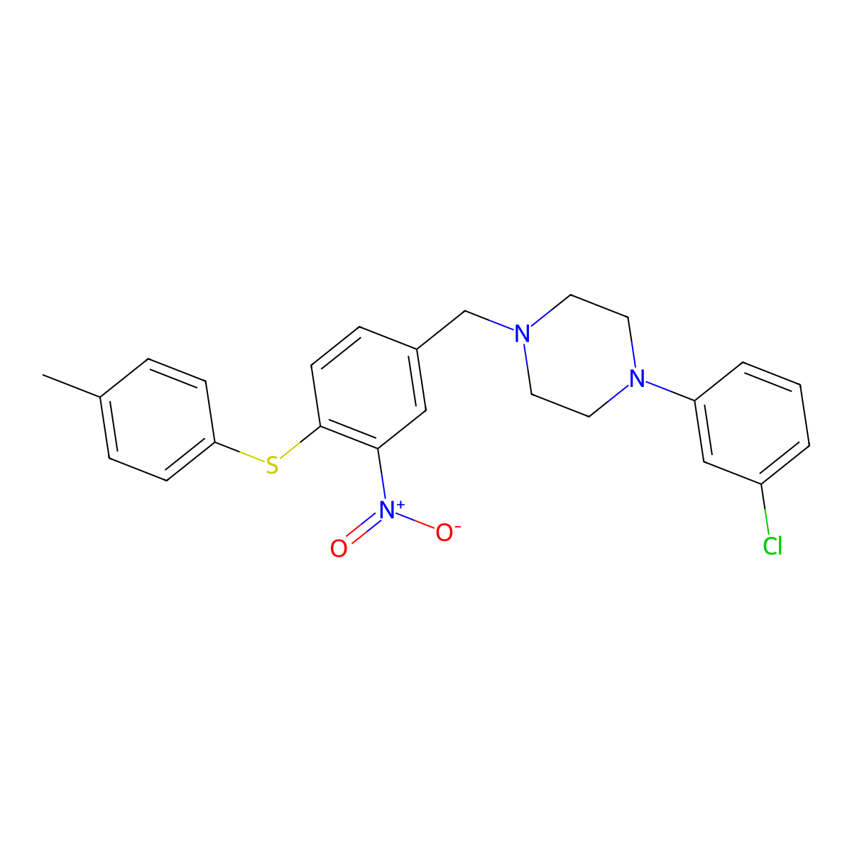 1-(3-Chlorophenyl)-4-{4-[(4-methylphenyl)sulfanyl]-3-nitrobenzyl}piperazine molecular structure, CAS 477869-33-3