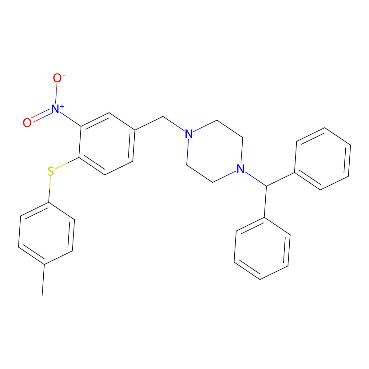 1-Benzhydryl-4-{4-[(4-methylphenyl)sulfanyl]-3-nitrobenzyl}piperazine molecular structure, CAS 477869-34-4