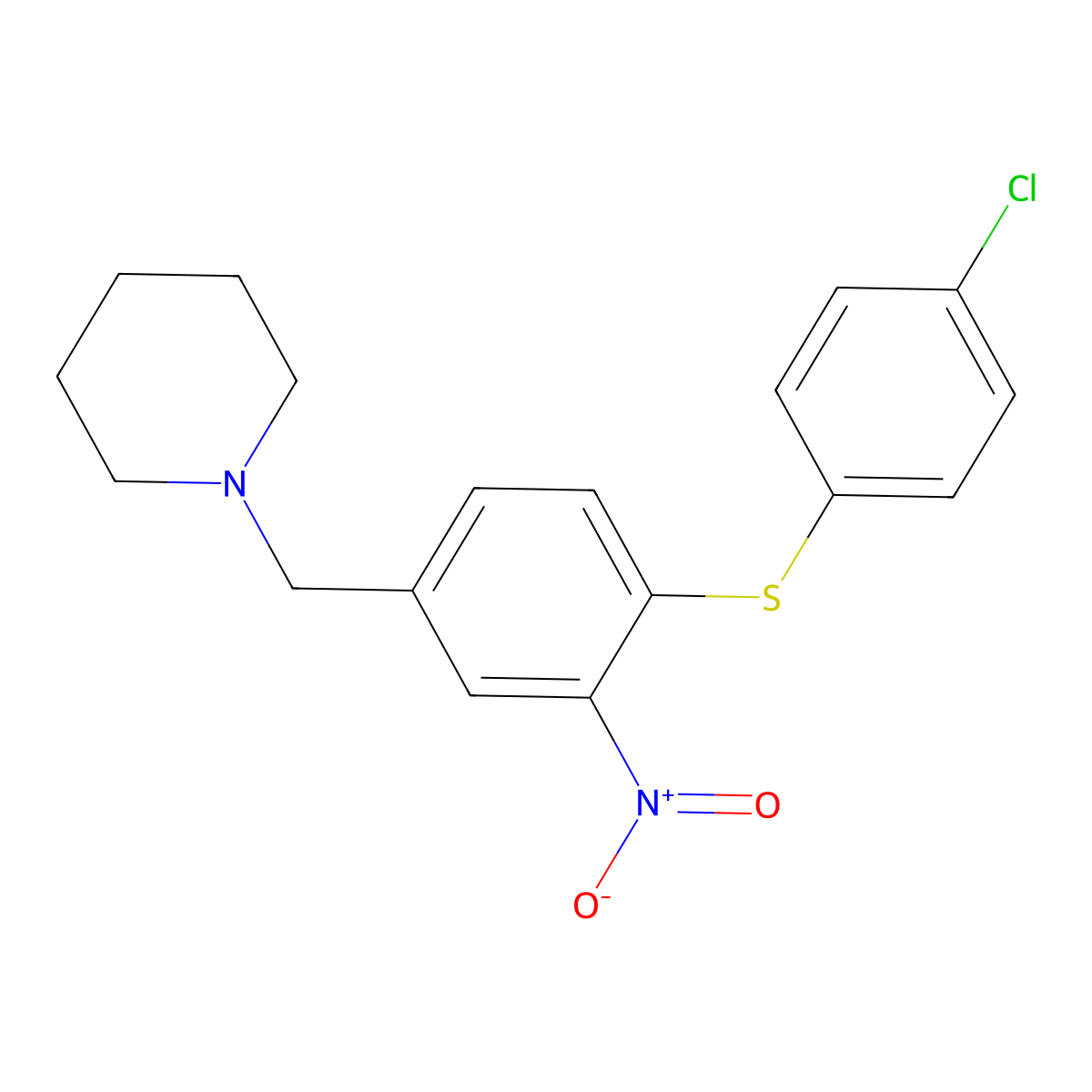 1-{4-[(4-Chlorophenyl)sulfanyl]-3-nitrobenzyl}piperidine molecular structure, CAS 477869-36-6