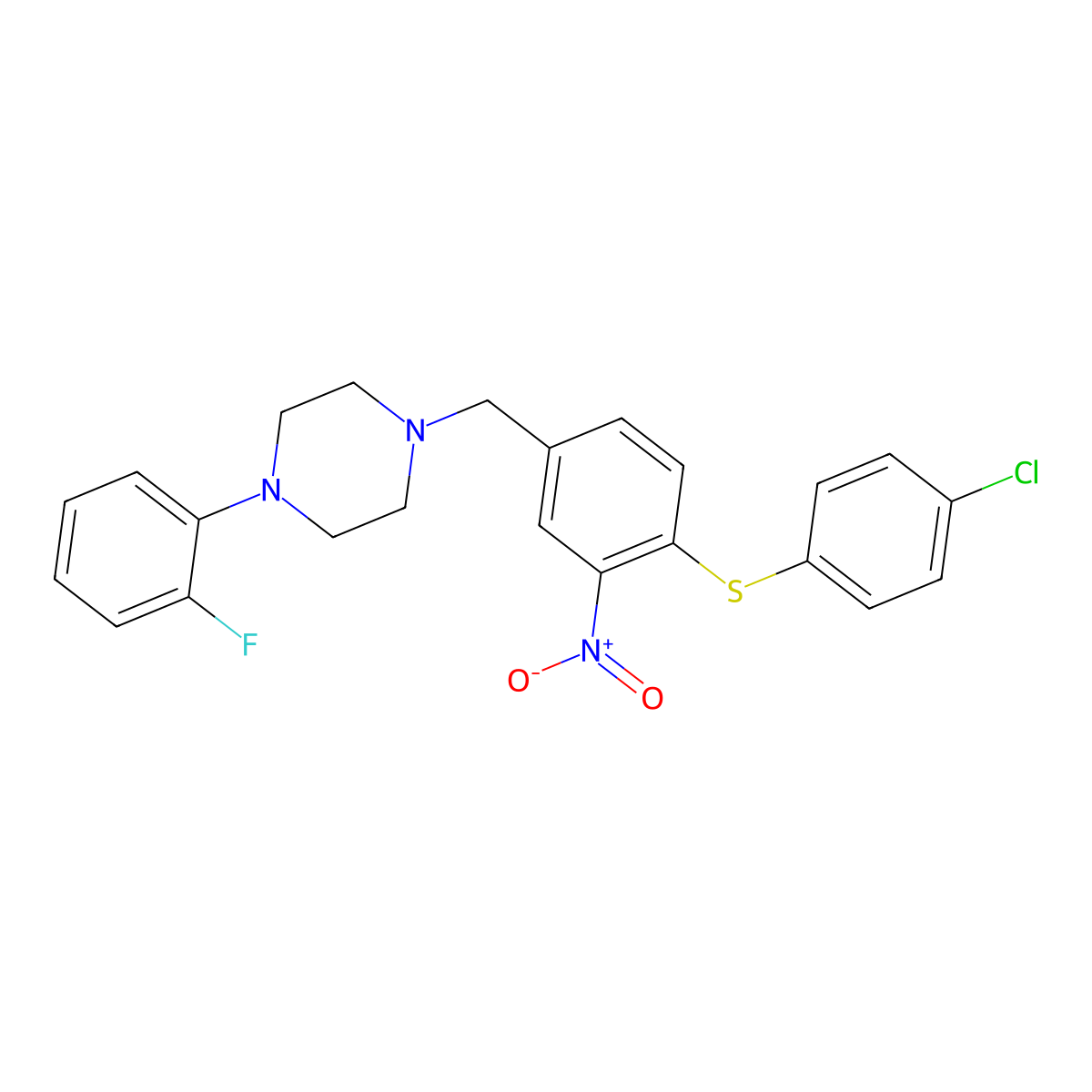 1-{4-[(4-Chlorophenyl)sulfanyl]-3-nitrobenzyl}-4-(2-fluorophenyl)piperazine molecular structure, CAS 477869-37-7
