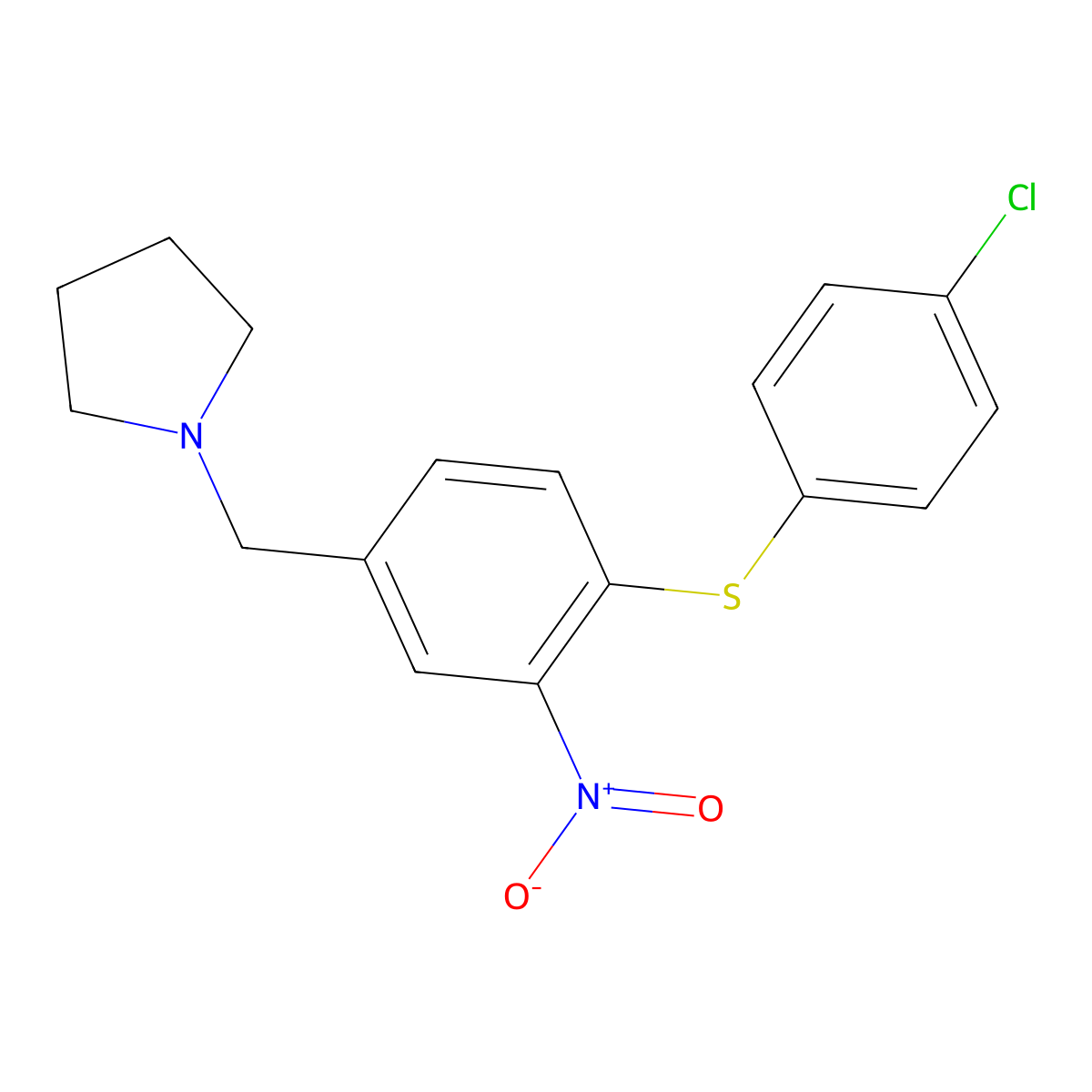 1-{4-[(4-Chlorophenyl)sulfanyl]-3-nitrobenzyl}pyrrolidine molecular structure, CAS 477869-41-3