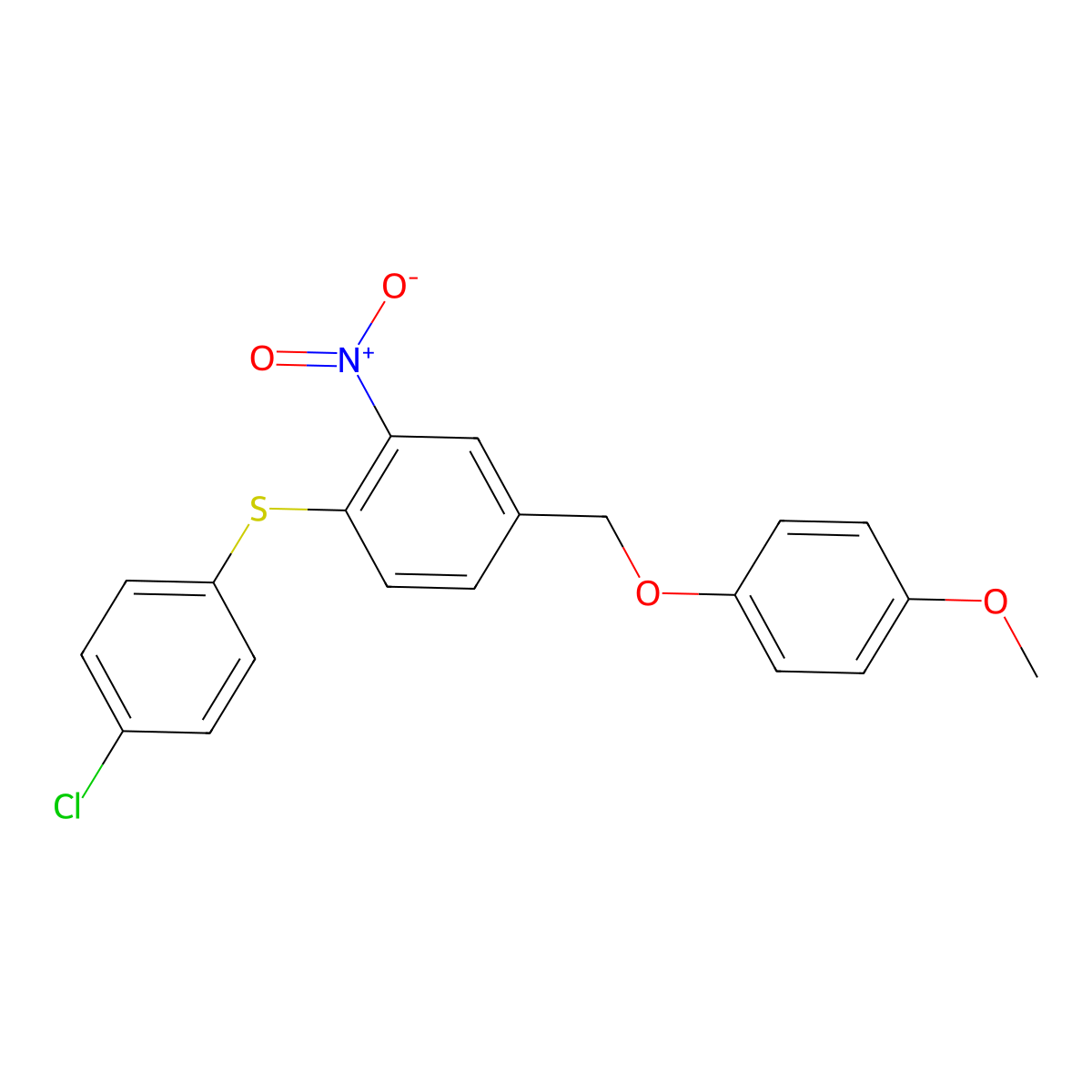 4-[(4-Chlorophenyl)sulfanyl]-3-nitrobenzyl 4-methoxyphenyl ether molecular structure, CAS 477869-42-4
