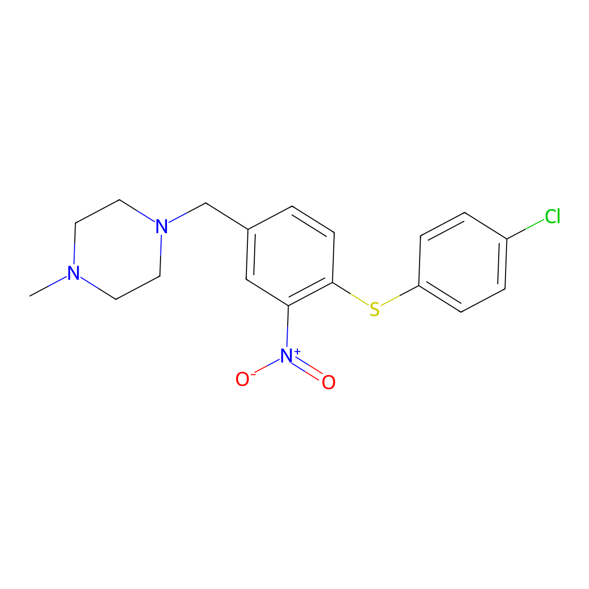1-{4-[(4-Chlorophenyl)sulfanyl]-3-nitrobenzyl}-4-methylpiperazine molecular structure, CAS 477869-43-5