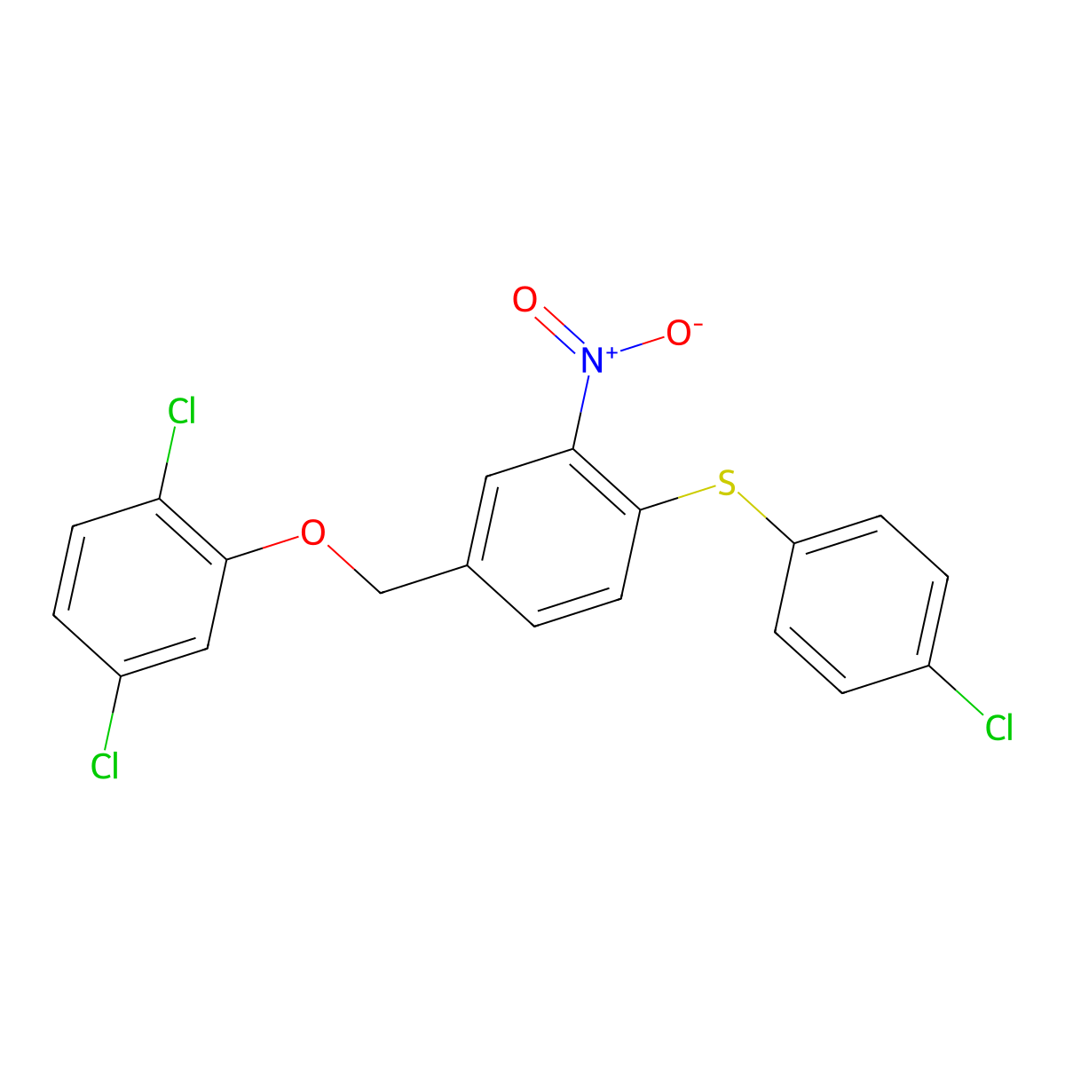 4-[(4-Chlorophenyl)sulfanyl]-3-nitrobenzyl 2,5-dichlorophenyl ether molecular structure, CAS 477869-50-4