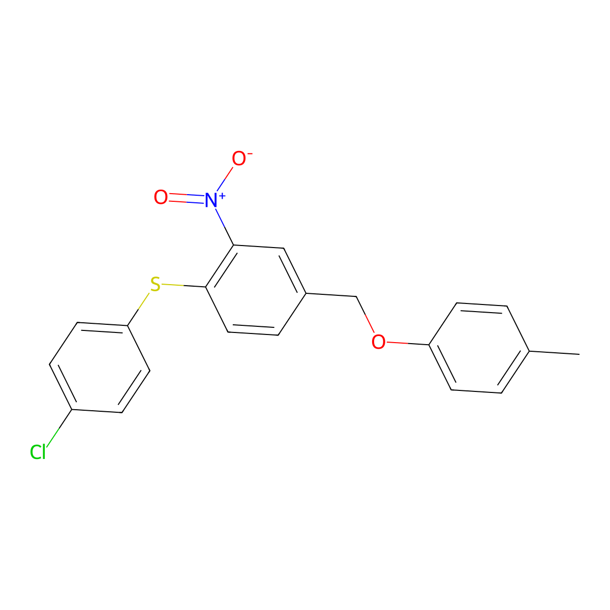 4-[(4-Chlorophenyl)sulfanyl]-3-nitrobenzyl 4-methylphenyl ether molecular structure, CAS 477869-51-5