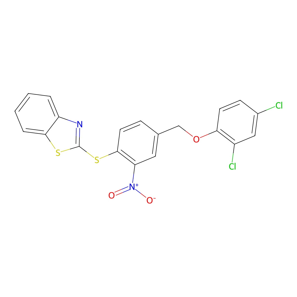 2-({4-[(2,4-Dichlorophenoxy)methyl]-2-nitrophenyl}sulfanyl)-1,3-benzothiazole molecular structure, CAS 477869-58-2