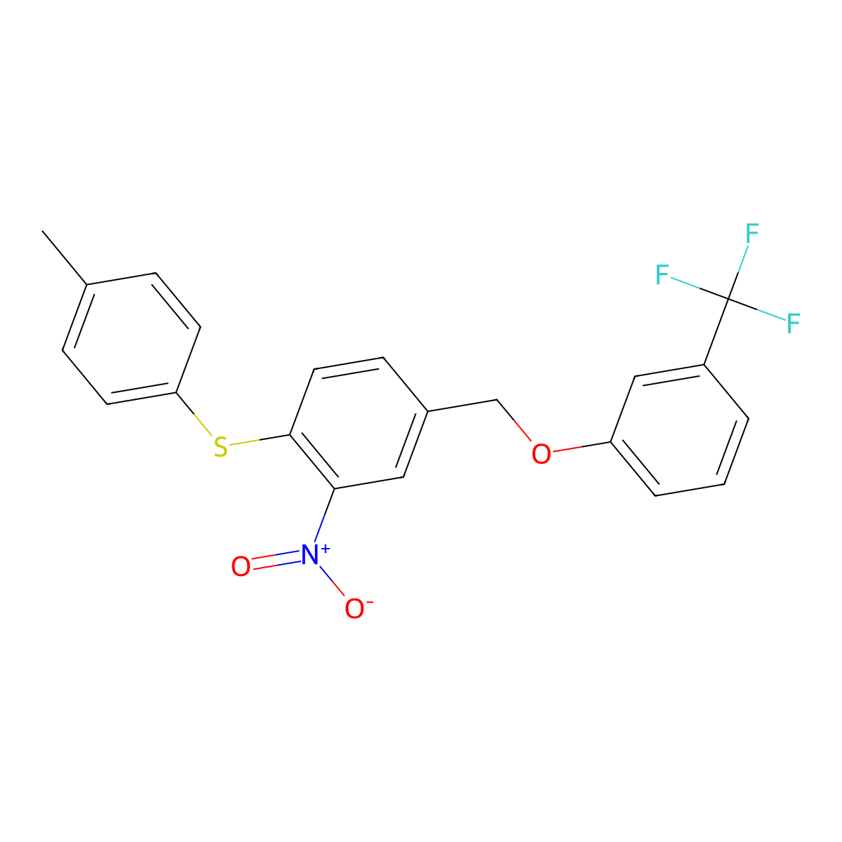 4-[(4-Methylphenyl)sulfanyl]-3-nitrobenzyl 3-(trifluoromethyl)phenyl ether molecular structure, CAS 477869-59-3