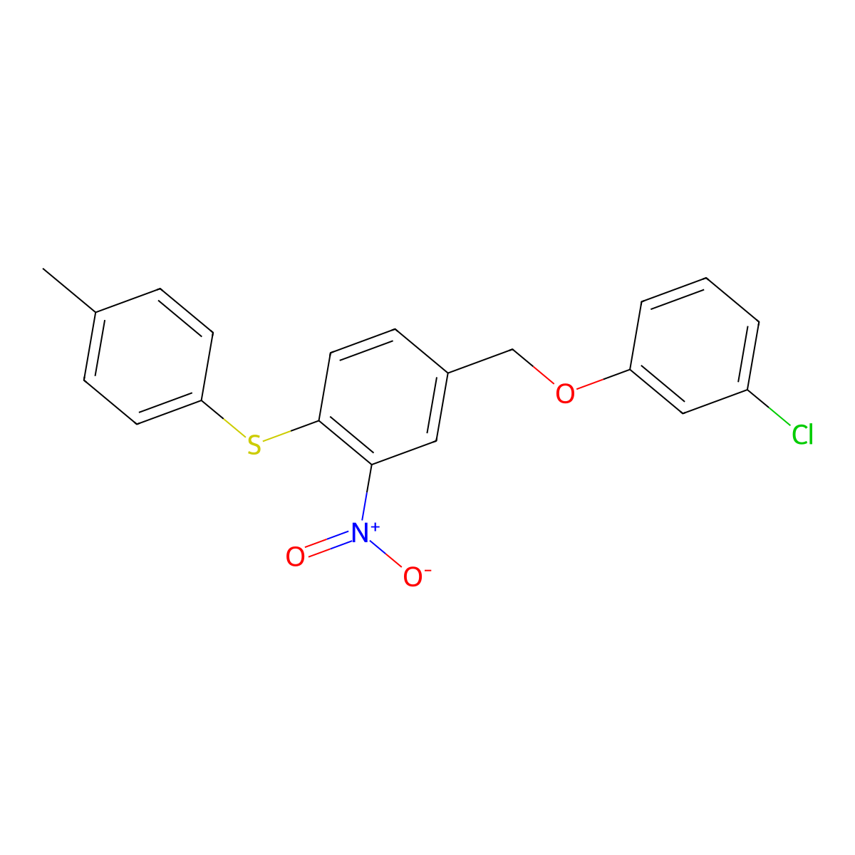 3-Chlorophenyl 4-[(4-methylphenyl)sulfanyl]-3-nitrobenzyl ether molecular structure, CAS 477869-60-6
