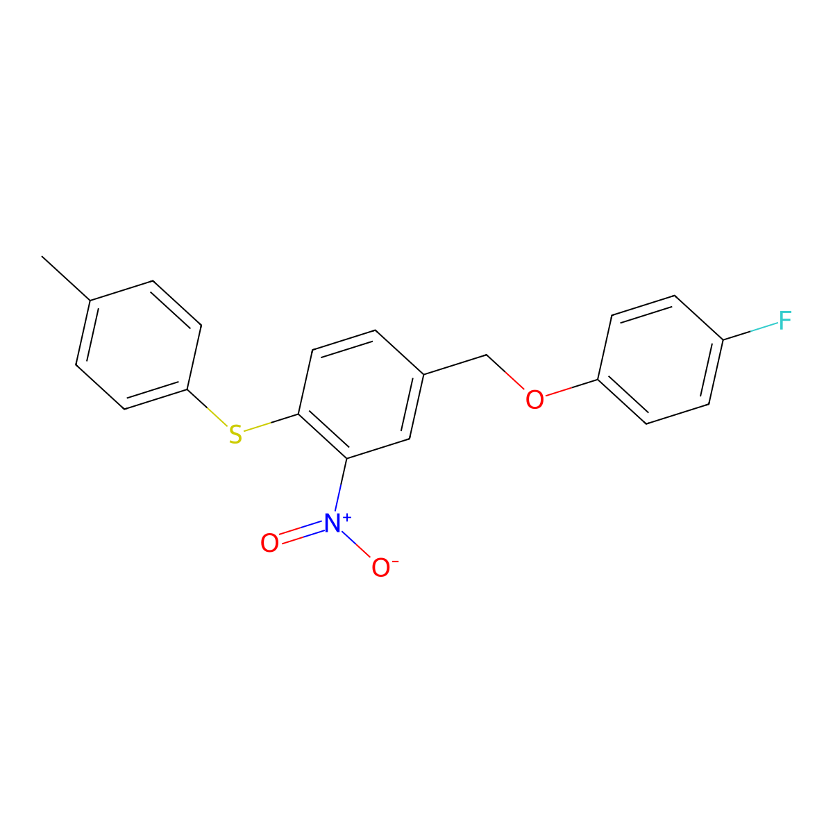 4-Fluorophenyl 4-[(4-methylphenyl)sulfanyl]-3-nitrobenzyl ether molecular structure, CAS 477869-63-9