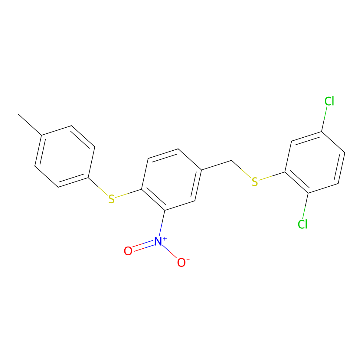 4-{[(2,5-Dichlorophenyl)sulfanyl]methyl}-1-[(4-methylphenyl)sulfanyl]-2-nitrobenzene molecular structure, CAS 477869-71-9