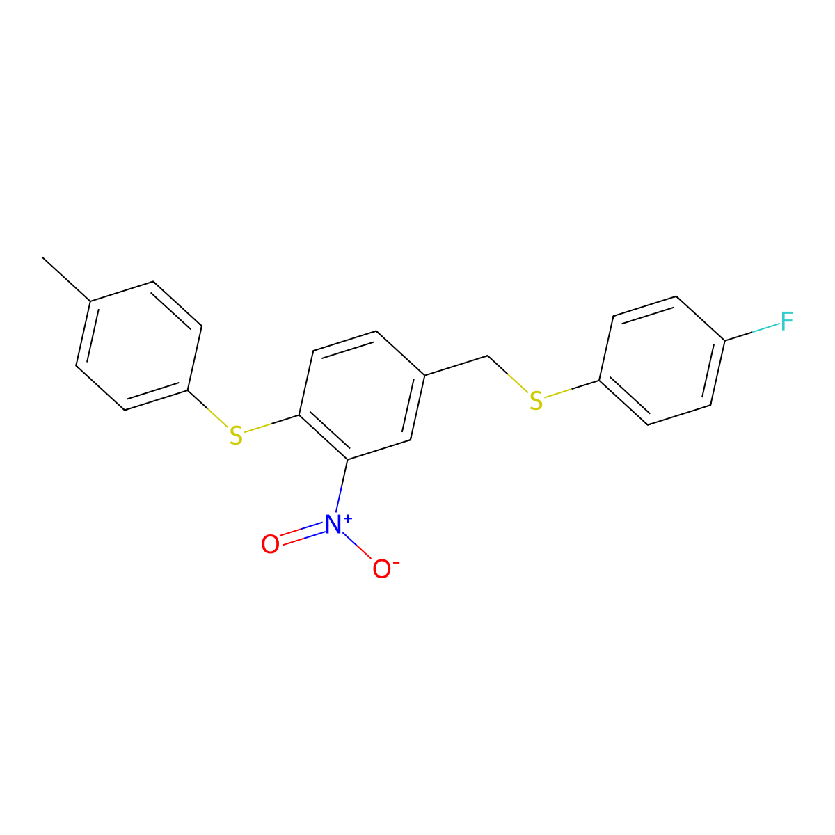 4-Fluorophenyl 4-[(4-methylphenyl)sulfanyl]-3-nitrobenzyl sulfide molecular structure, CAS 477869-73-1