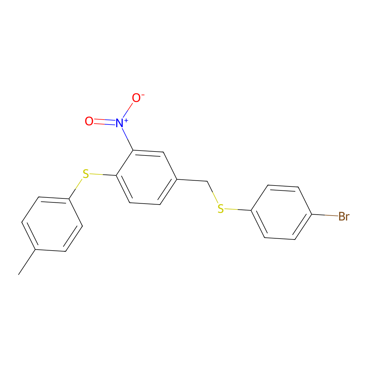 4-{[(4-Bromophenyl)sulfanyl]methyl}-1-[(4-methylphenyl)sulfanyl]-2-nitrobenzene molecular structure, CAS 477869-74-2