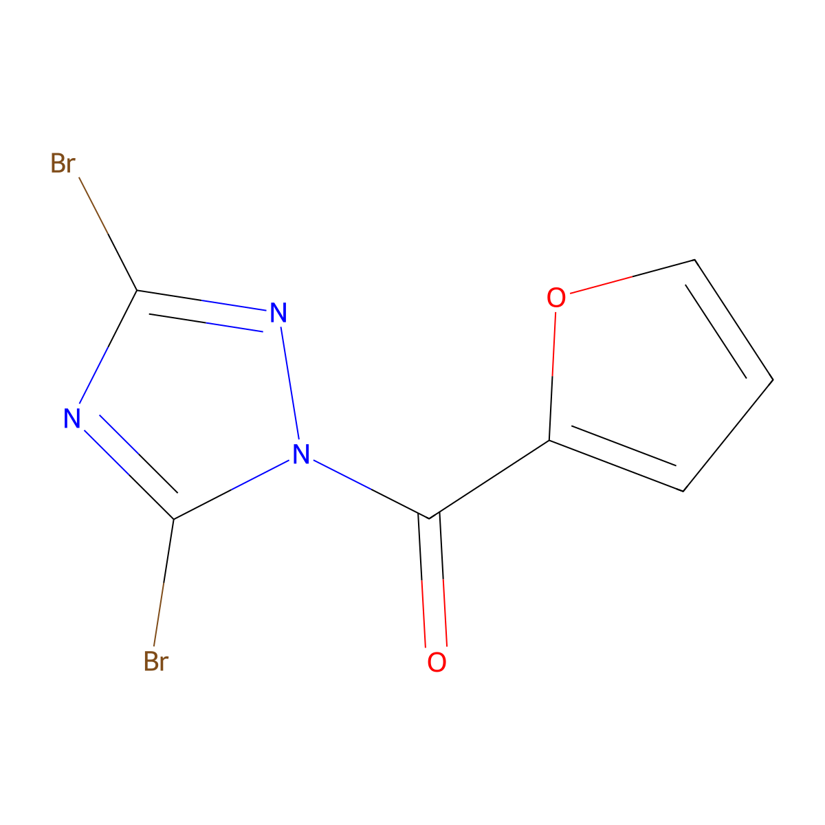 (3,5-Dibromo-1,2,4-triazol-1-yl)-(furan-2-yl)methanone molecular structure, CAS 477869-77-5