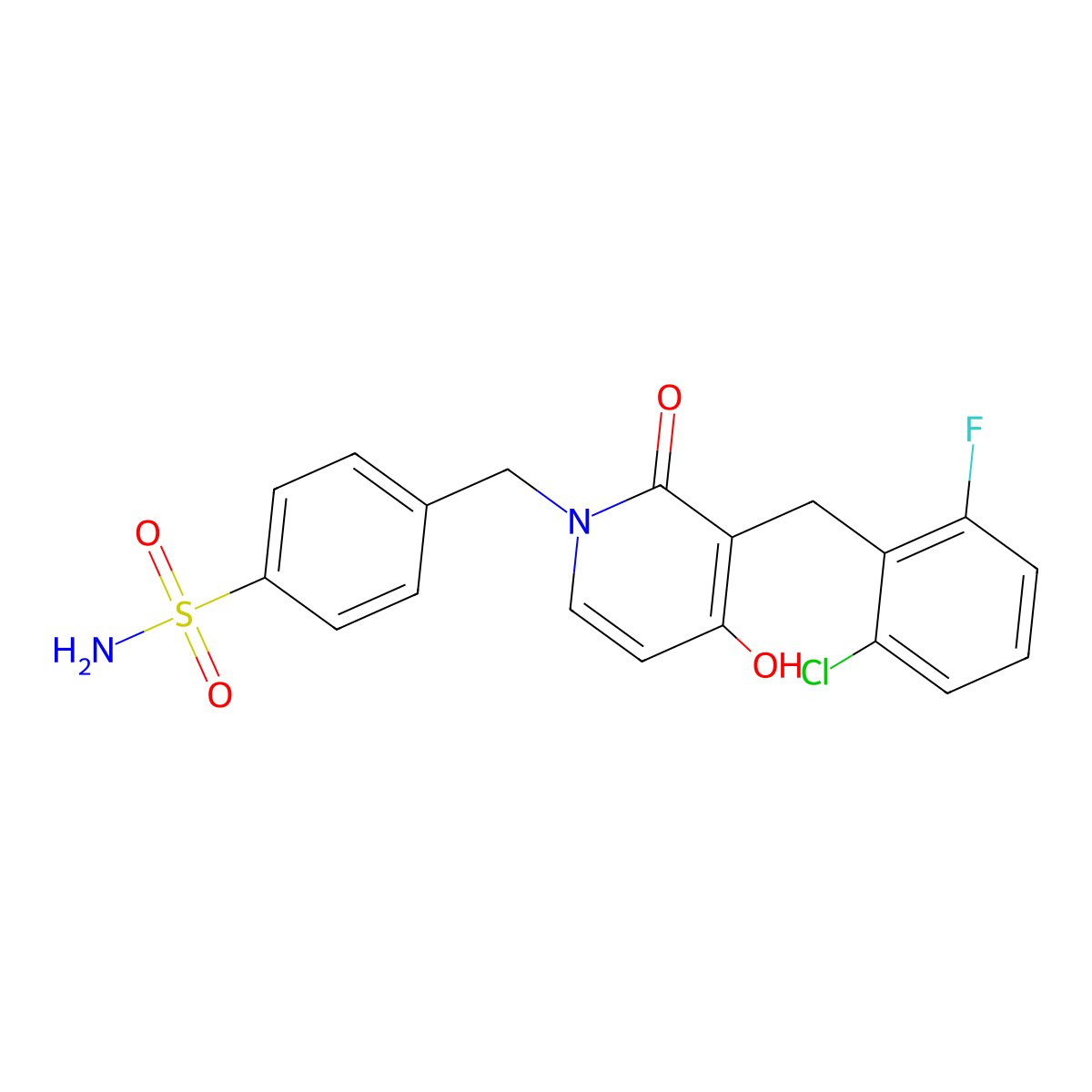 4-{[3-(2-chloro-6-fluorobenzyl)-4-hydroxy-2-oxo-1(2H)-pyridinyl]methyl}benzenesulfonamide molecular structure, CAS 477869-78-6