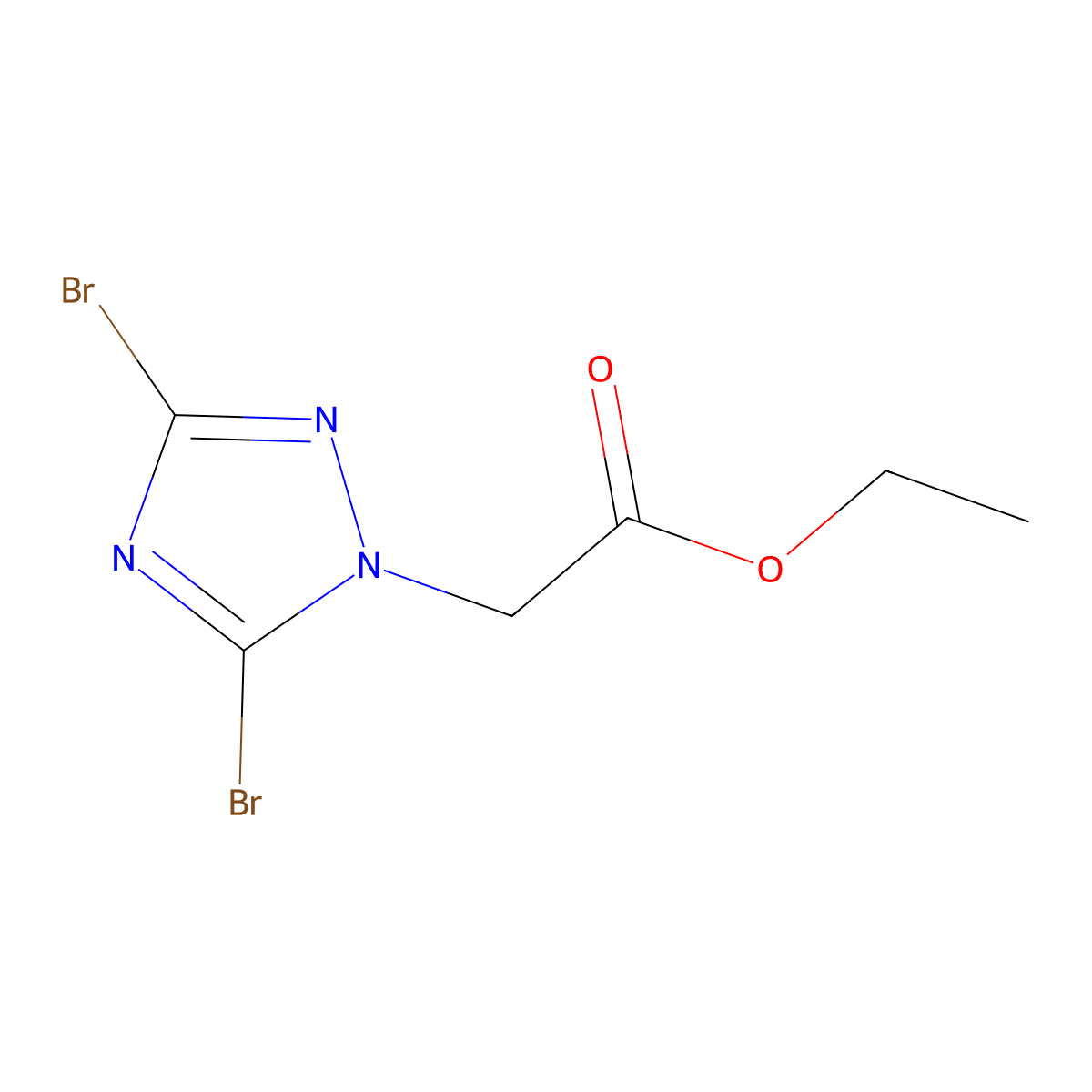 ethyl 2-(3,5-dibromo-1H-1,2,4-triazol-1-yl)acetate molecular structure, CAS 477869-80-0