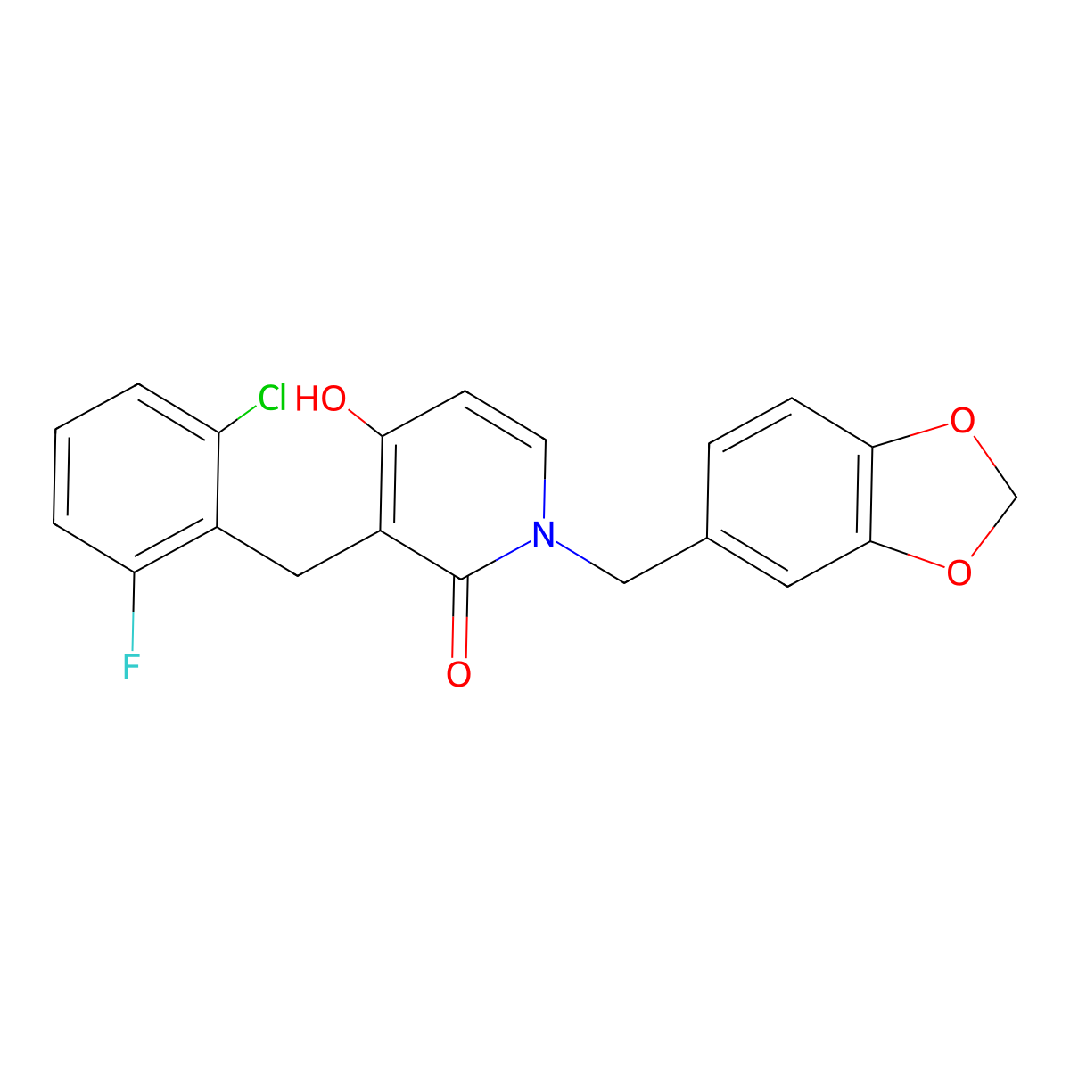 1-(1,3-benzodioxol-5-ylmethyl)-3-(2-chloro-6-fluorobenzyl)-4-hydroxy-2(1H)-pyridinone molecular structure, CAS 477869-82-2