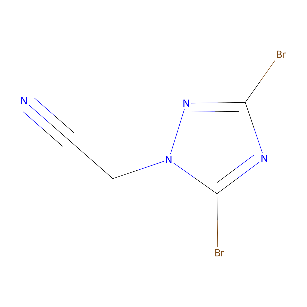 2-(3,5-dibromo-1H-1,2,4-triazol-1-yl)acetonitrile molecular structure, CAS 477869-83-3