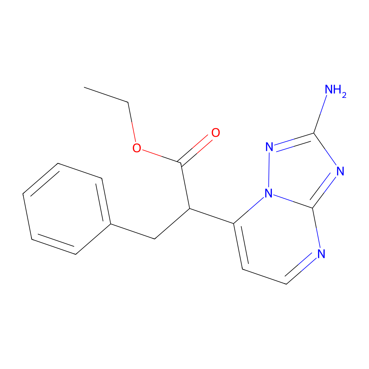 Ethyl 2-(2-amino[1,2,4]triazolo[1,5-a]pyrimidin-7-yl)-3-phenylpropanoate molecular structure, CAS 477869-91-3