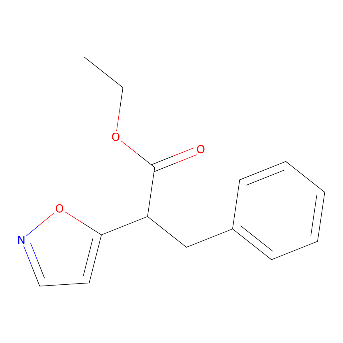 Ethyl 2-(5-isoxazolyl)-3-phenylpropanoate molecular structure, CAS 477869-99-1