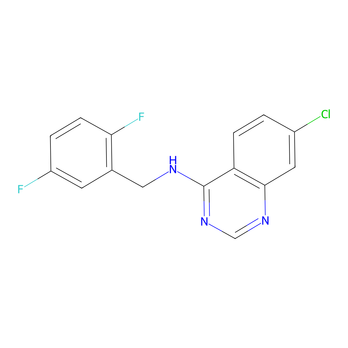 7-chloro-N-[(2,5-difluorophenyl)methyl]quinazolin-4-amine molecular structure, CAS 477870-06-7