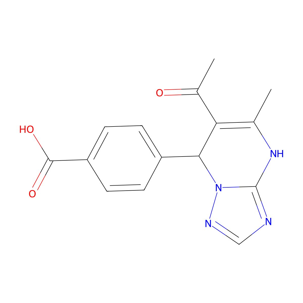 4-(6-Acetyl-5-methyl-4,7-dihydro[1,2,4]triazolo[1,5-a]pyrimidin-7-yl)benzenecarboxylic acid molecular structure, CAS 477870-10-3