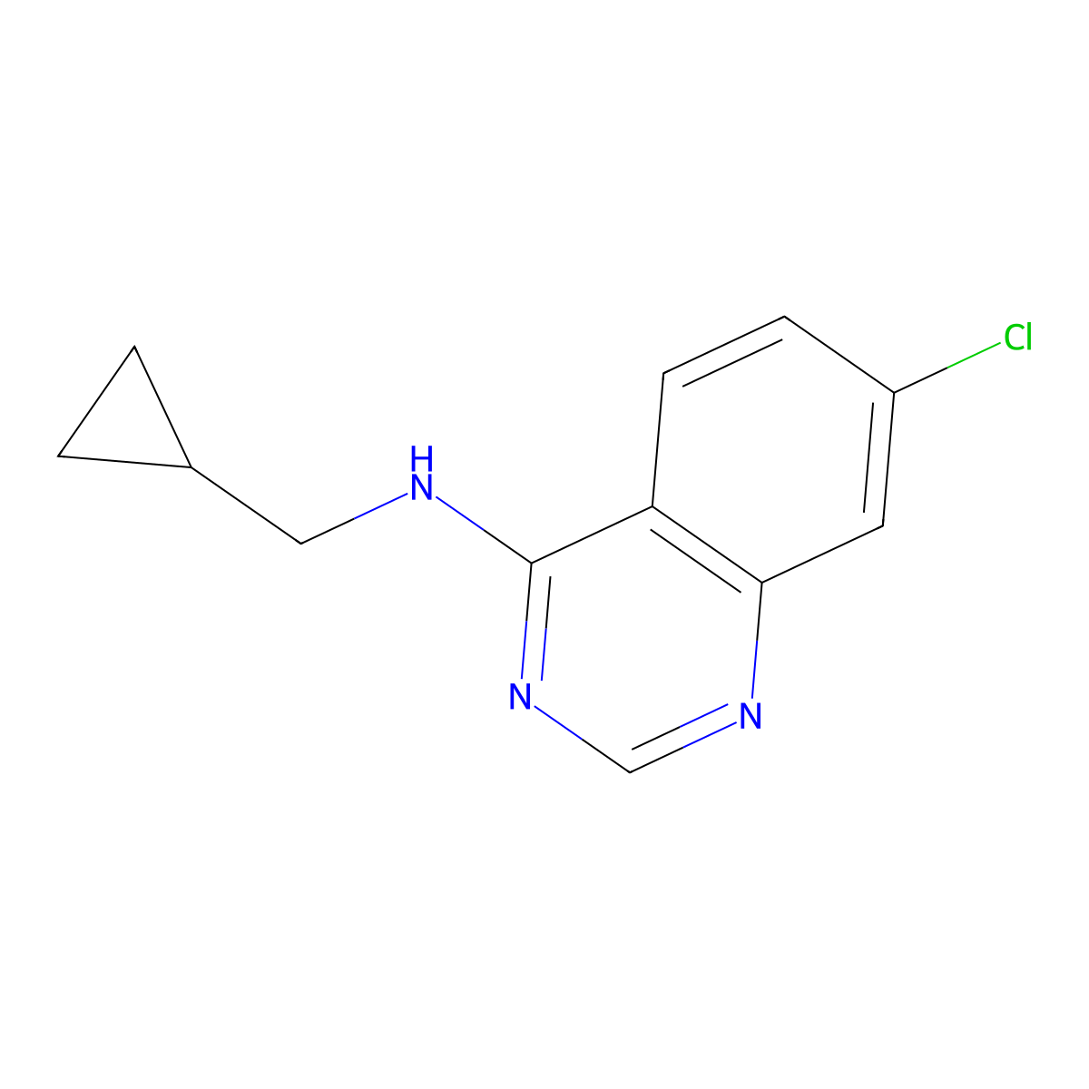 7-Chloro-N-(cyclopropylmethyl)-4-quinazolinamine molecular structure, CAS 477870-11-4