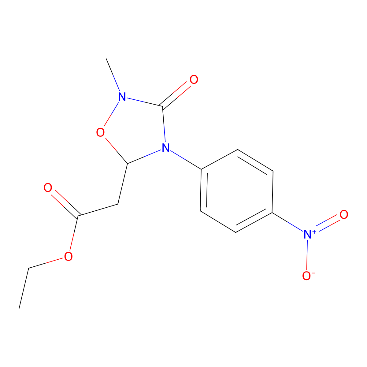 Ethyl 2-[2-methyl-4-(4-nitrophenyl)-3-oxo-1,2,4-oxadiazolan-5-yl]acetate molecular structure, CAS 477870-12-5