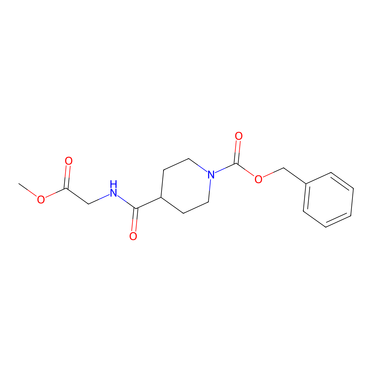 Benzyl 4-[(2-methoxy-2-oxoethyl)carbamoyl]piperidine-1-carboxylate molecular structure, CAS 477870-13-6