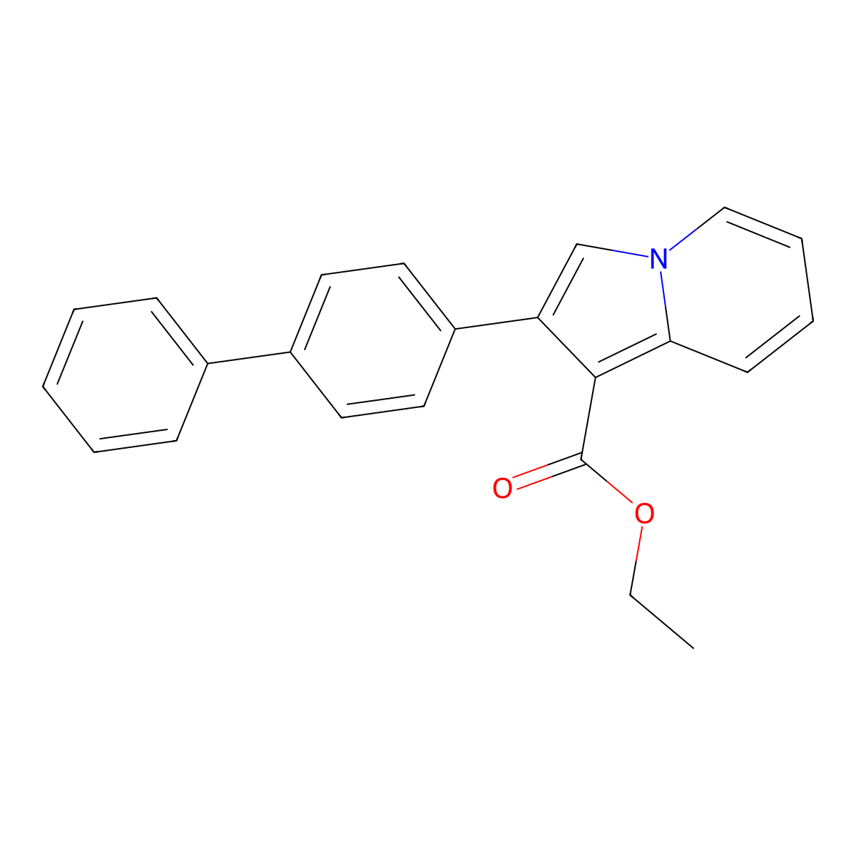 Ethyl 2-[1,1'-biphenyl]-4-yl-1-indolizinecarboxylate molecular structure, CAS 477870-16-9