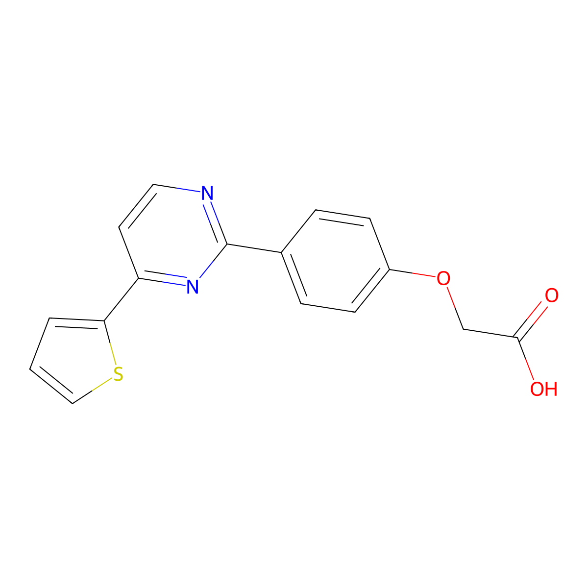 2-{4-[4-(2-Thienyl)-2-pyrimidinyl]phenoxy}acetic acid molecular structure, CAS 477870-17-0