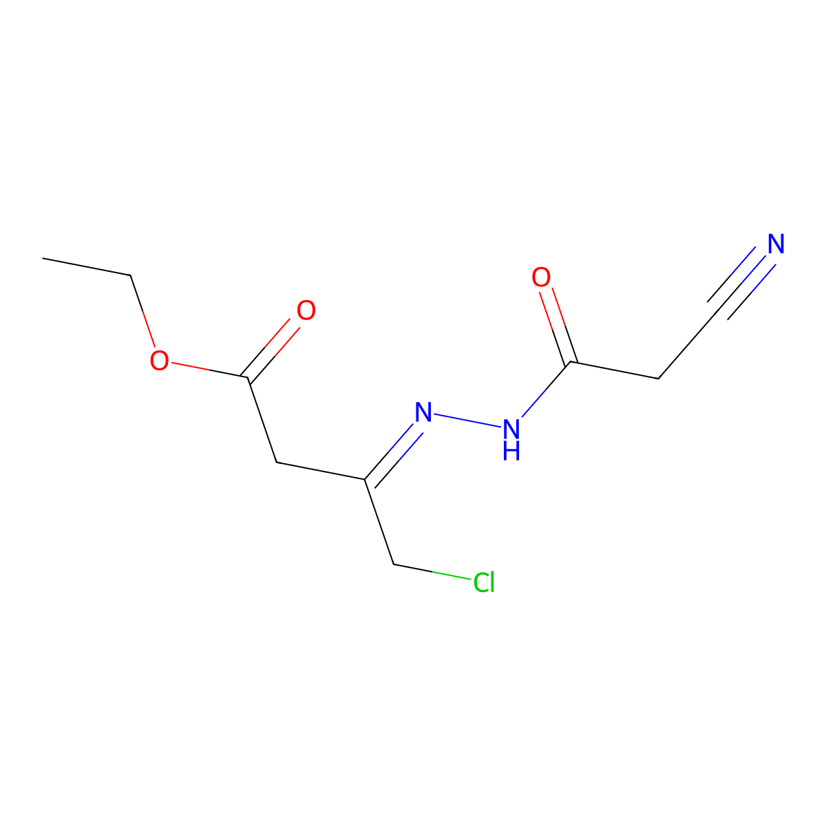 ethyl 4-chloro-3-[(E)-2-(2-cyanoacetyl)hydrazono]butanoate molecular structure, CAS 477870-21-6