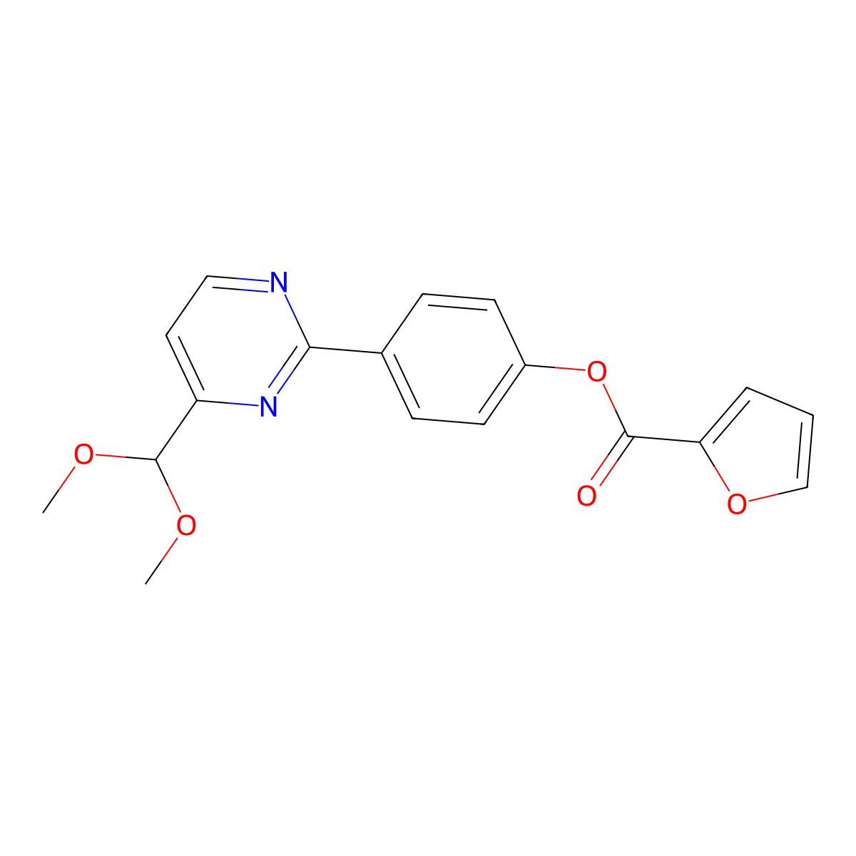 4-[4-(Dimethoxymethyl)-2-pyrimidinyl]phenyl 2-furoate molecular structure, CAS 477870-24-9