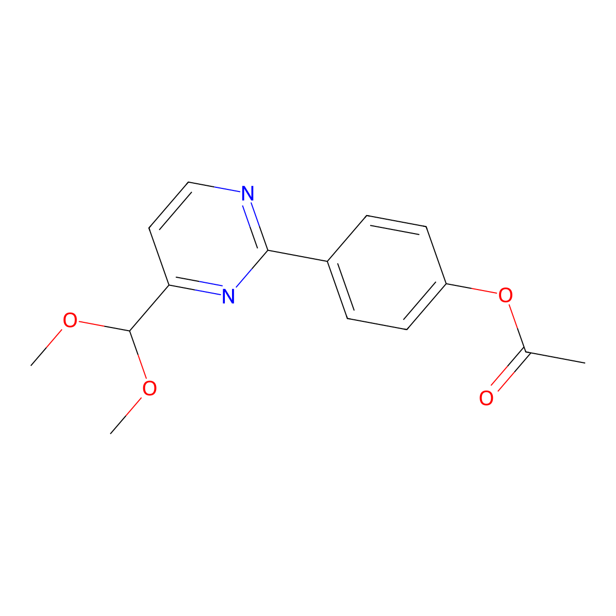 4-[4-(Dimethoxymethyl)-2-pyrimidinyl]phenyl acetate molecular structure, CAS 477870-29-4