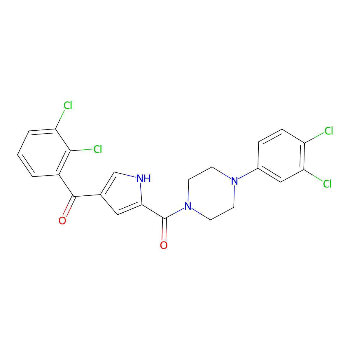(2,3-dichlorophenyl)-[5-[4-(3,4-dichlorophenyl)piperazine-1-carbonyl]-1H-pyrrol-3-yl]methanone molecular structure, CAS 477870-31-8