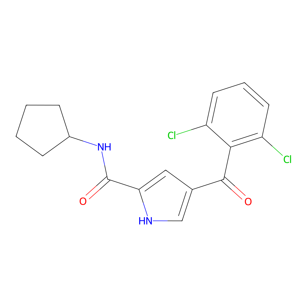 N-cyclopentyl-4-(2,6-dichlorobenzoyl)-1H-pyrrole-2-carboxamide molecular structure, CAS 477870-41-0