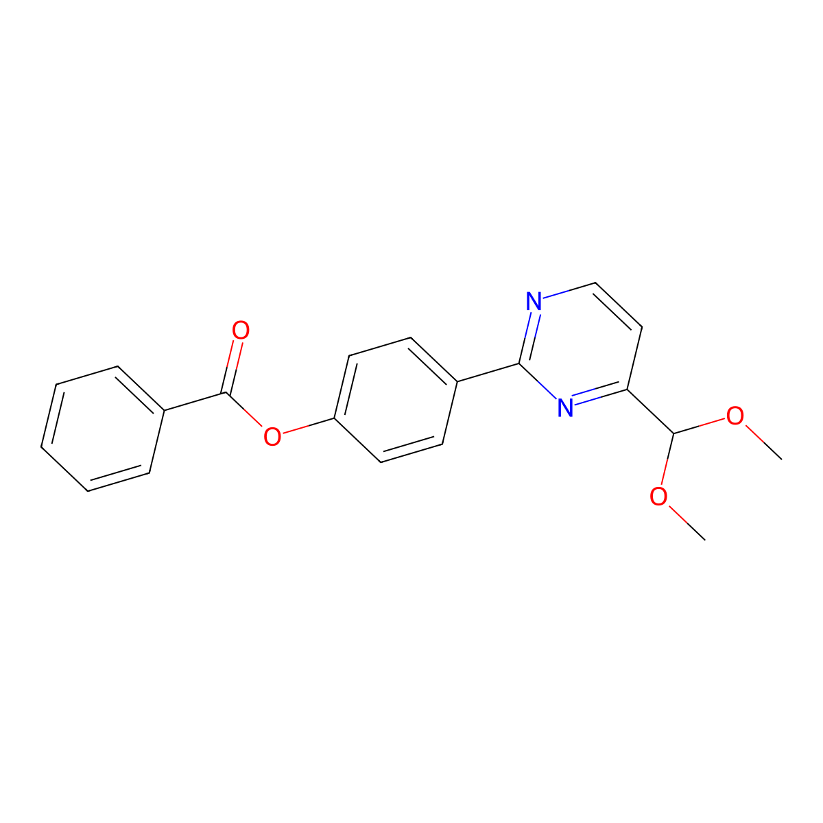 Phenol, 4-(4-(dimethoxymethyl)-2-pyrimidinyl)-, 1-benzoate molecular structure, CAS 477870-43-2