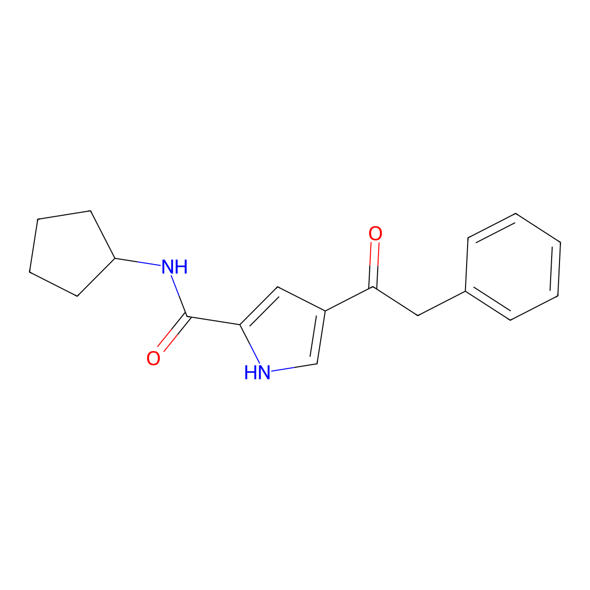 N-cyclopentyl-4-(2-phenylacetyl)-1H-pyrrole-2-carboxamide molecular structure, CAS 477870-49-8