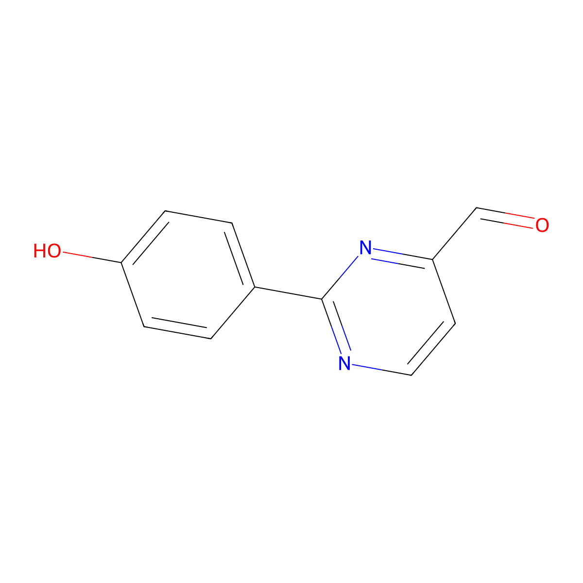 2-(4-Hydroxyphenyl)pyrimidine-4-carbaldehyde molecular structure, CAS 477870-53-4