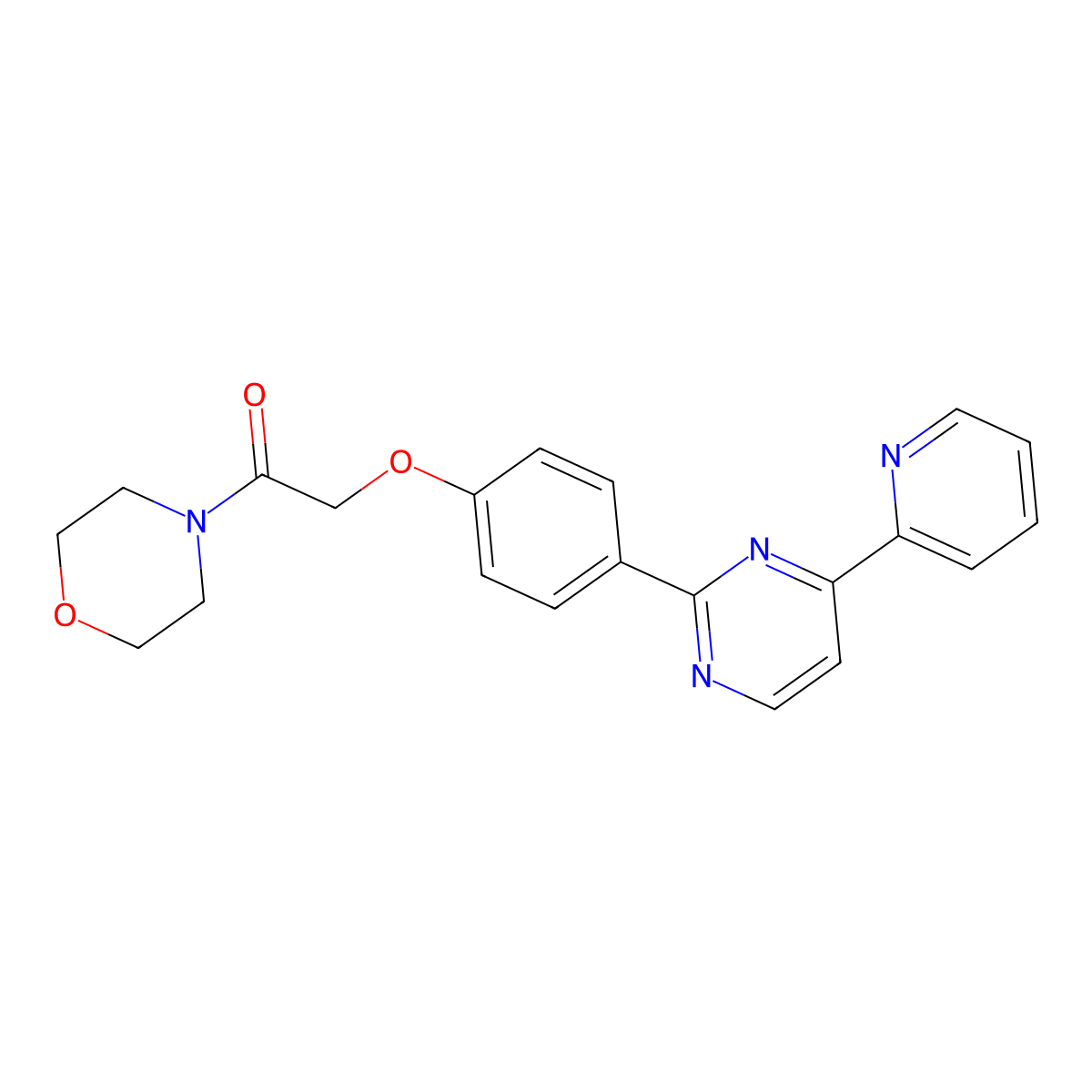 1-Morpholino-2-{4-[4-(2-pyridinyl)-2-pyrimidinyl]phenoxy}-1-ethanone molecular structure, CAS 477870-55-6